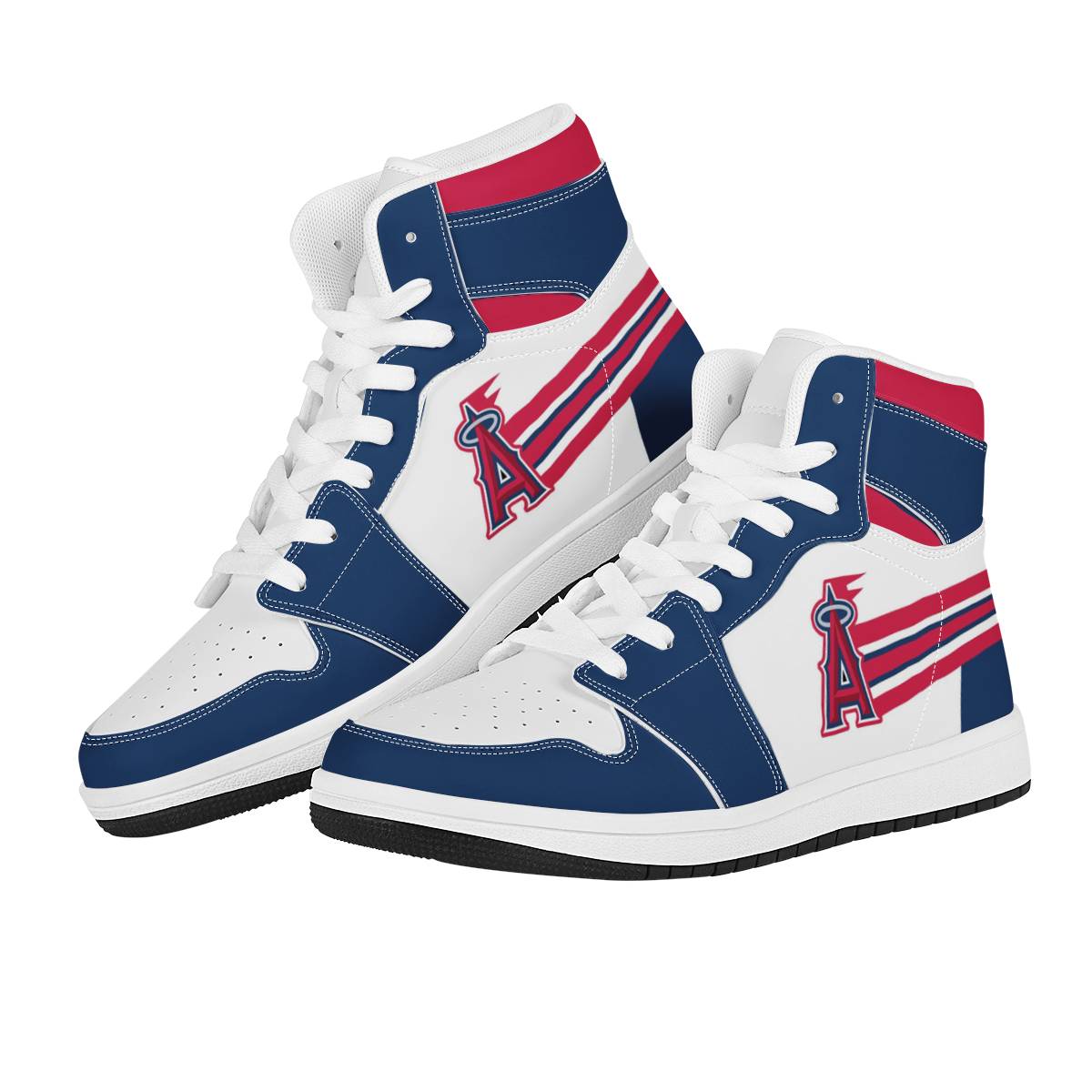 Women's Los Angeles Angels High Top Leather AJ1 Sneakers 001